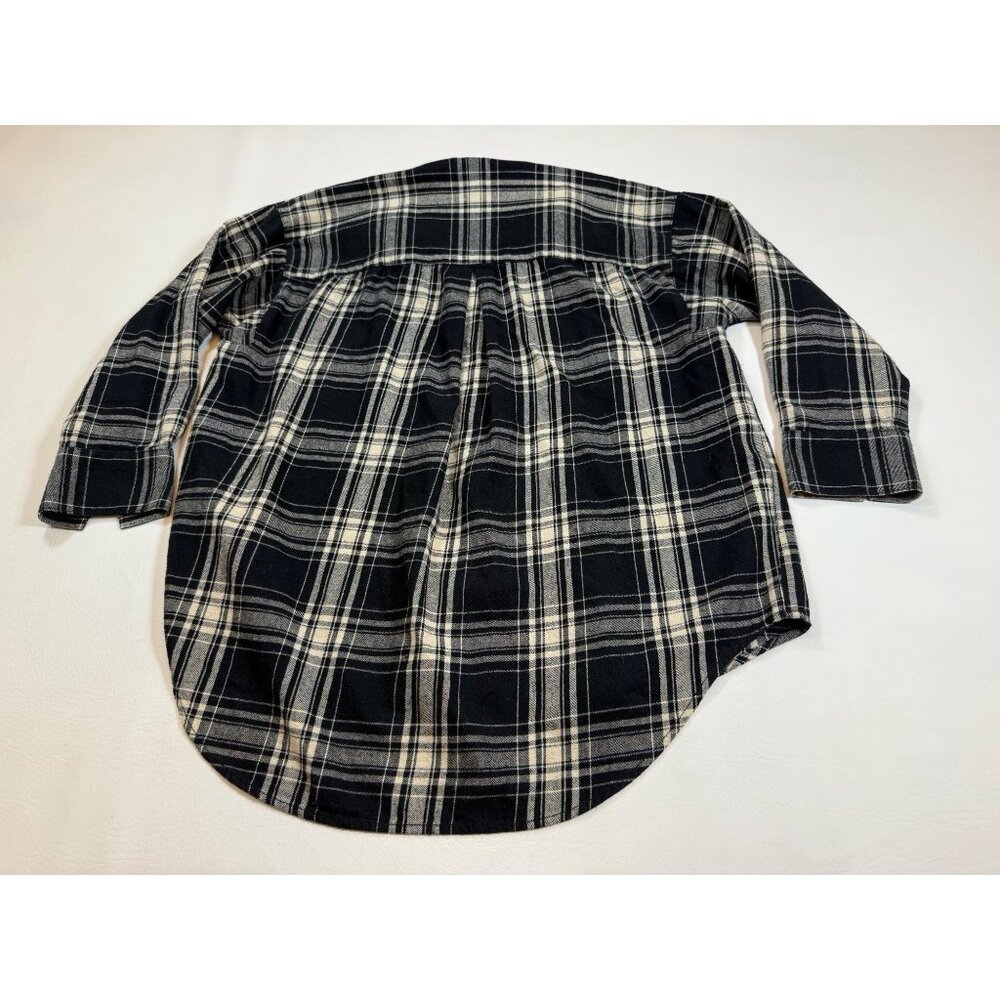 Madewell Womens Plaid Button-Down Shirt Black & Beige Cotton Size S (FF277) - Picture 2 of 7